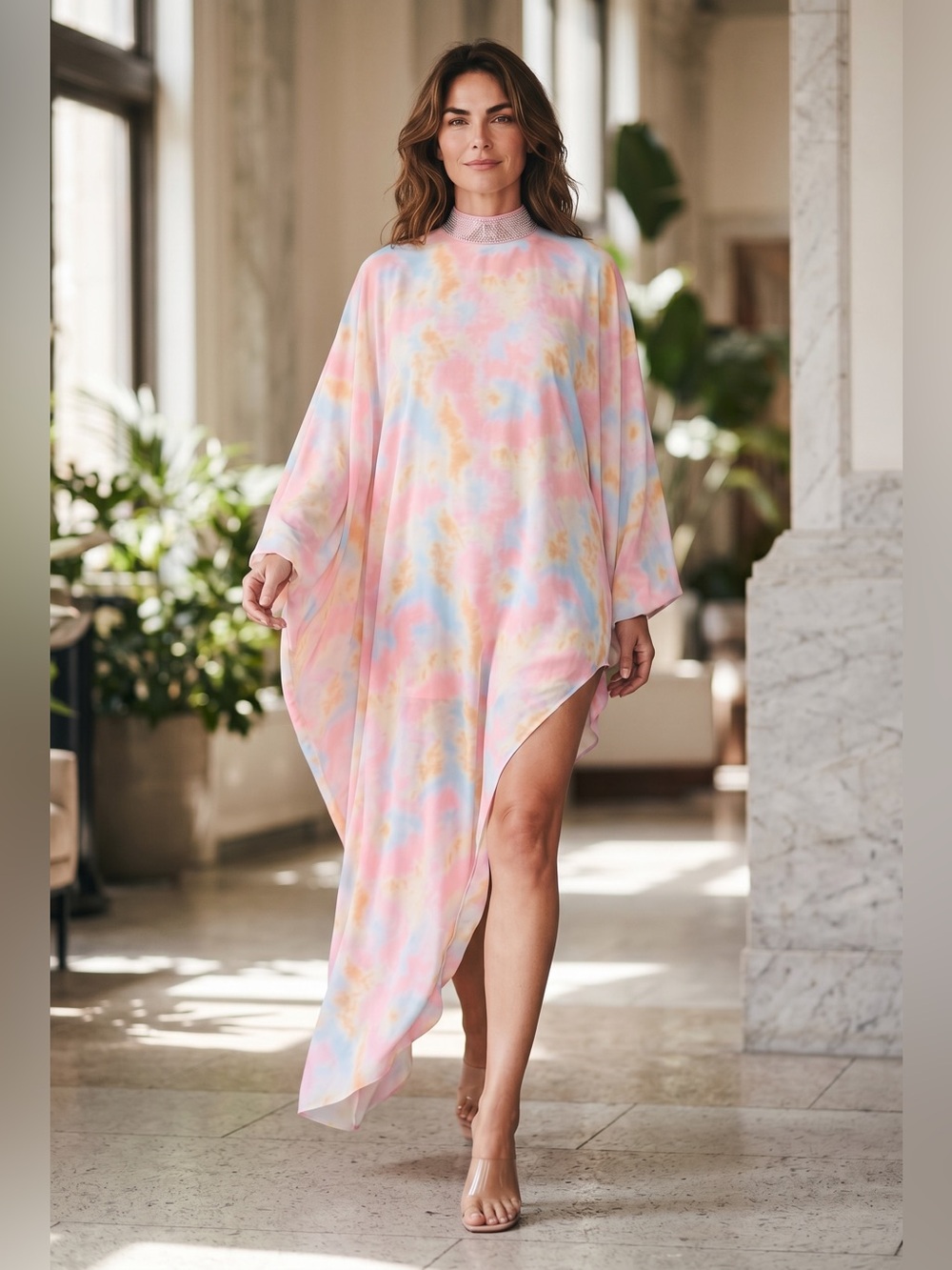 Chiffon Embellishment Asymmetrical Tunic Jewel Top